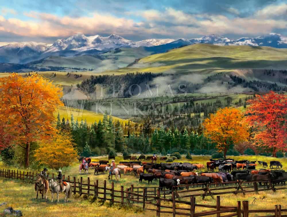 Yellowstone Sky 1 Thomas Kinkade Studios Yellowstone Sky Cowboy Painting