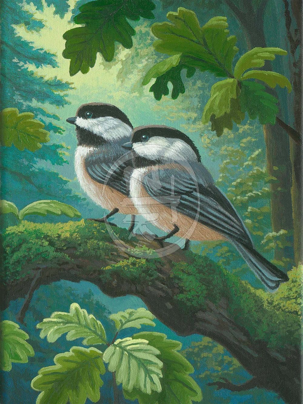 Chickadees In Spring 1 Chickadee Spring Painting 1000