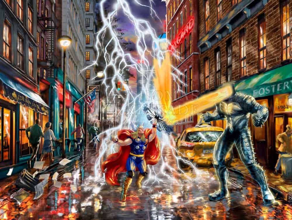 Limited Edition Marvel Thor Painting By Thomas Kinkade Studios.