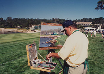 Thomas Kinkade Painting Pebble Beach Archive Photo
