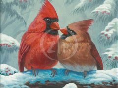 Cardinals In Winter Painting By Zac Kinkade,