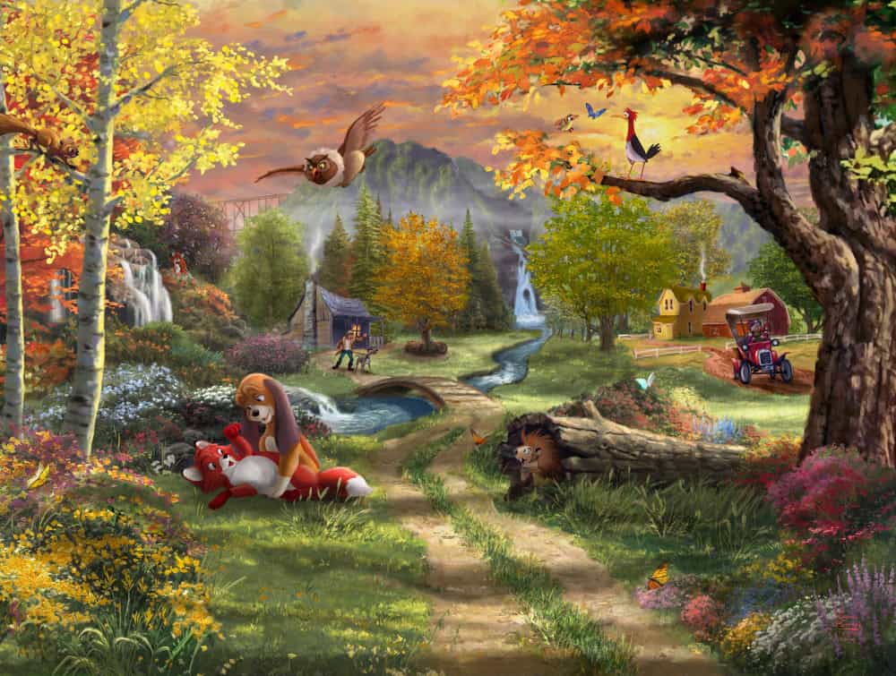 Thomas Kinkade Disney Le The Fox And The Hound Painting