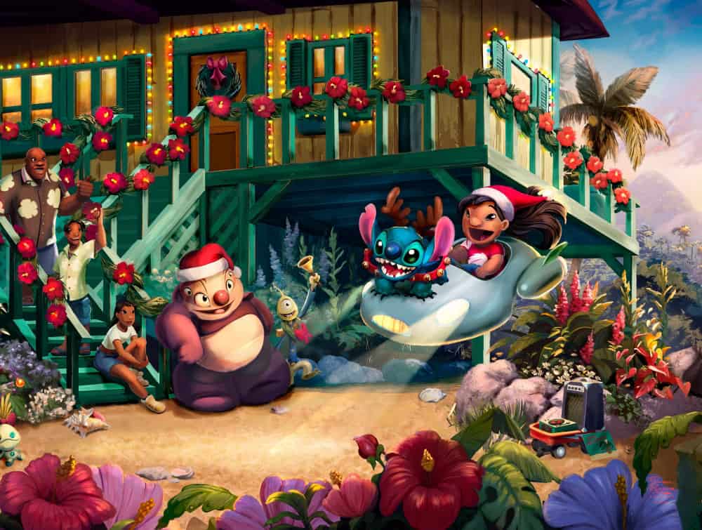 Disney Lilo Stitch Aloha Christmas Limited Edition Painting