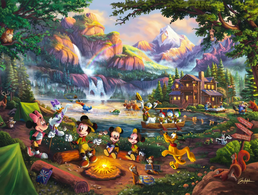 Disney'S Mickey And Minnie - Campsite Tales Painting By Zac Kinkade From Art Brand Studios