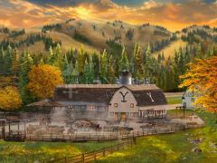 End Of A Long Day Painting Of Dutton House From Yellowstone Tv Series.