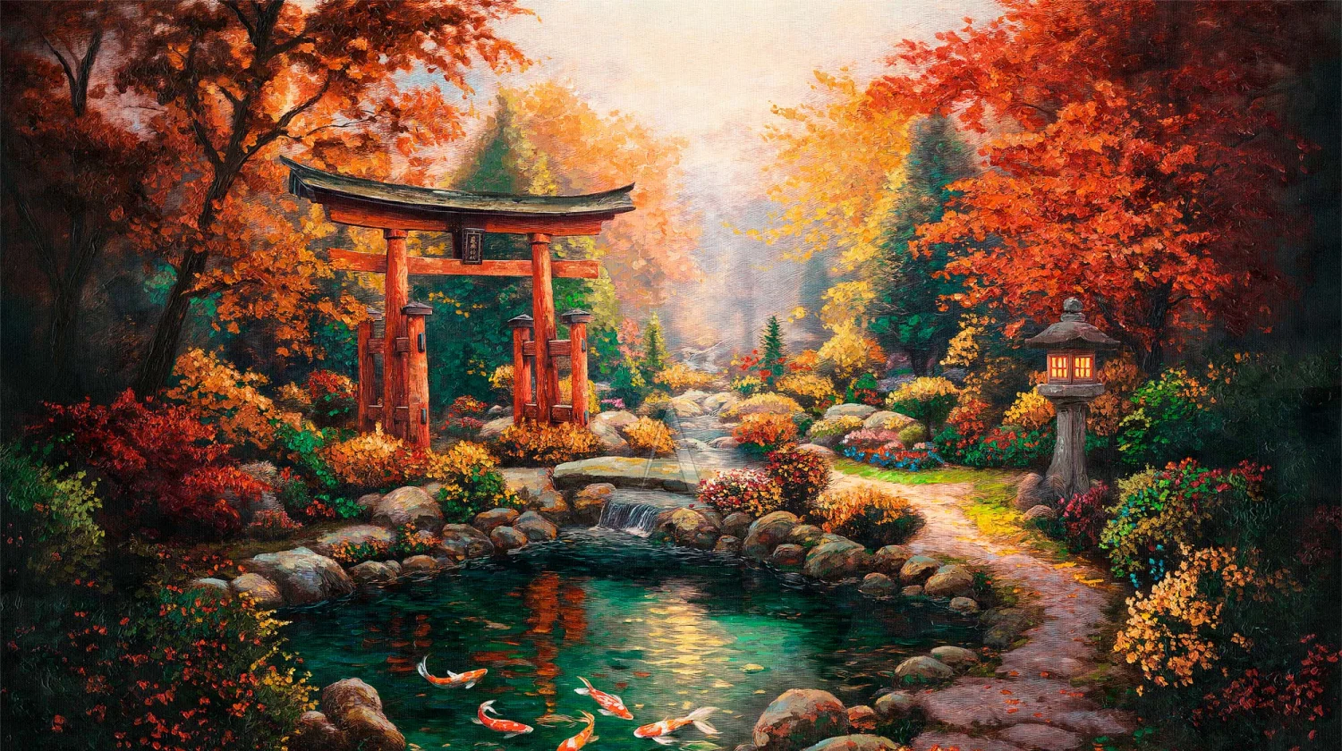 Garden of Tranquility Japanese Fall painting by Francisco Caballero from Art Brand Studios