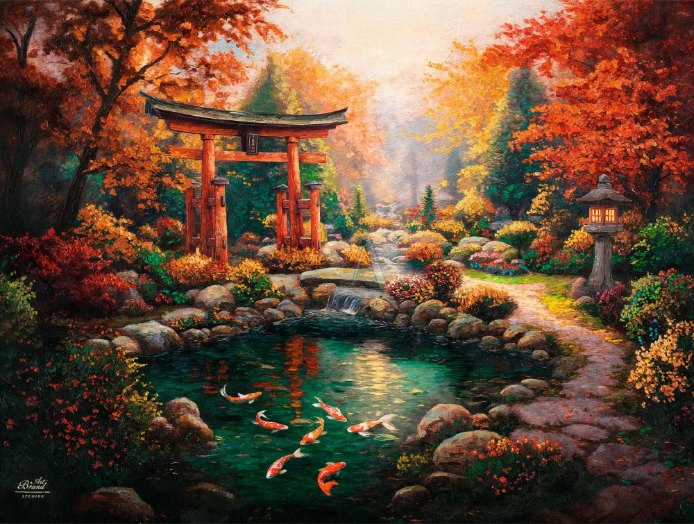 Garden Of Tranquility Japanese Fall Painting By Francisco Caballero From Art Brand Studios