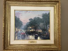 Carmel Dolores Street After The Rain, Original By Thomas Kinkade
