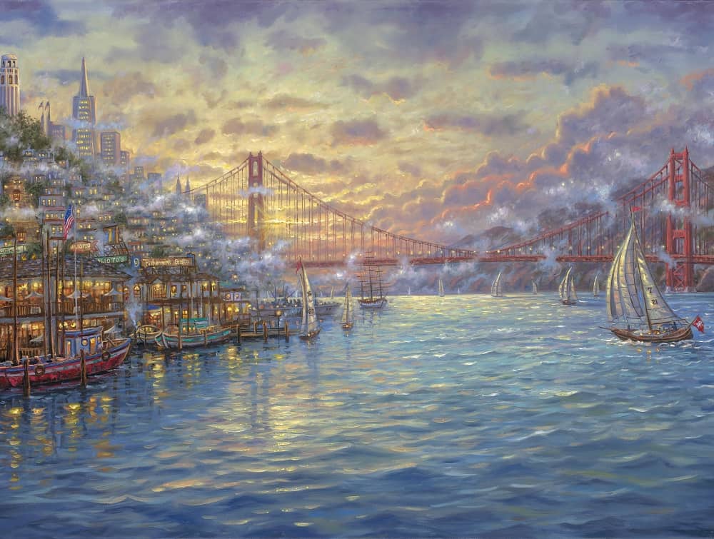 Sunset on Golden Gate Bridge – Thomas Kinkade Studios