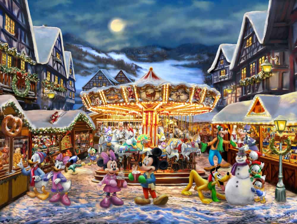 Disney Mickey And Minnie Christmas Market 1 Mickey Minnie Christmas Market Limited Edition Painting