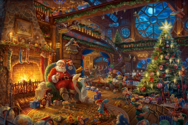 Santa Claus Paintings Wall Art Thomas Kinkade Carmel Monterey