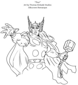 Marvel Thor Estate Edition Sketch By Thomas Kinkade Studios.