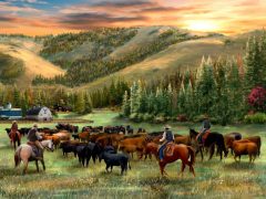 Yellowstone Evening Roundup Painting