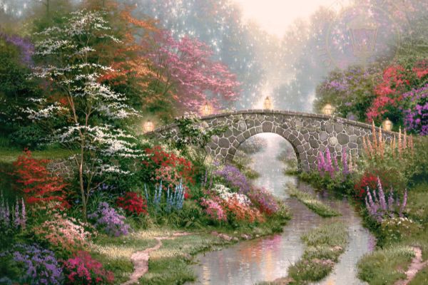 Bridges In Bloom Painting By Thomas Kinkade