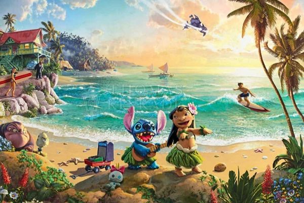 Disney Lilo &Amp; Stitch By Thomas Kinkade Studios