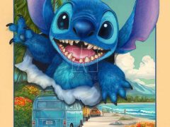 Thomas Kinkade Studios Disney Stitch - Welcome To Planet Earth! Painting.