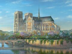 Limited Edition Painting Of Notre Dame By Thomas Kinkade Studios.