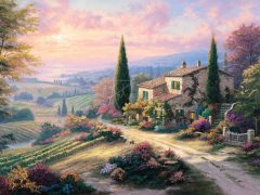 Thomas Kinkade Studios Tuscan Harvest Home Painting.